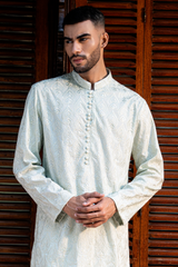 Ivory White Embroidered Kurta Pajama Set
