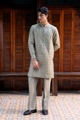Dusty Olive Green Embroidered Kurta Pajama Set