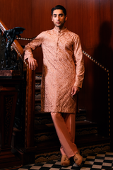 Blush Peach Embroidered Kurta Pajama Set