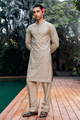 Champagne Gold Embroidered Kurta Pajama Set