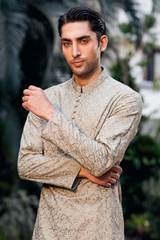 Champagne Gold Embroidered Kurta Pajama Set