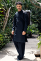 Classic Black Embroidered Kurta & Farshi Shalwar Set