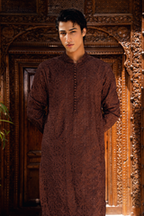 Coffee Brown Embroidered Kurta Pajama Set