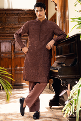 Coffee Brown Embroidered Kurta Pajama Set