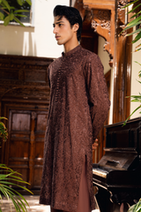 Coffee Brown Embroidered Kurta Pajama Set