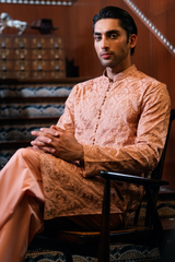 Blush Peach Embroidered Kurta Pajama Set