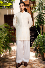 Ivory White Embroidered Kurta & Farshi Shalwar Set