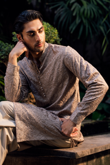 Sand Brown Embroidered Kurta Pajama Set