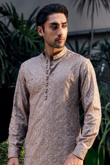 Sand Brown Embroidered Kurta Pajama Set