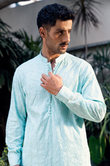 Mint Green Embroidered Kurta Pajama Set