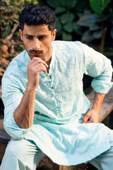 Mint Green Embroidered Kurta Pajama Set