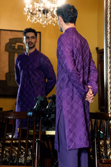 Royal Purple Embroidered Kurta Pajama Set