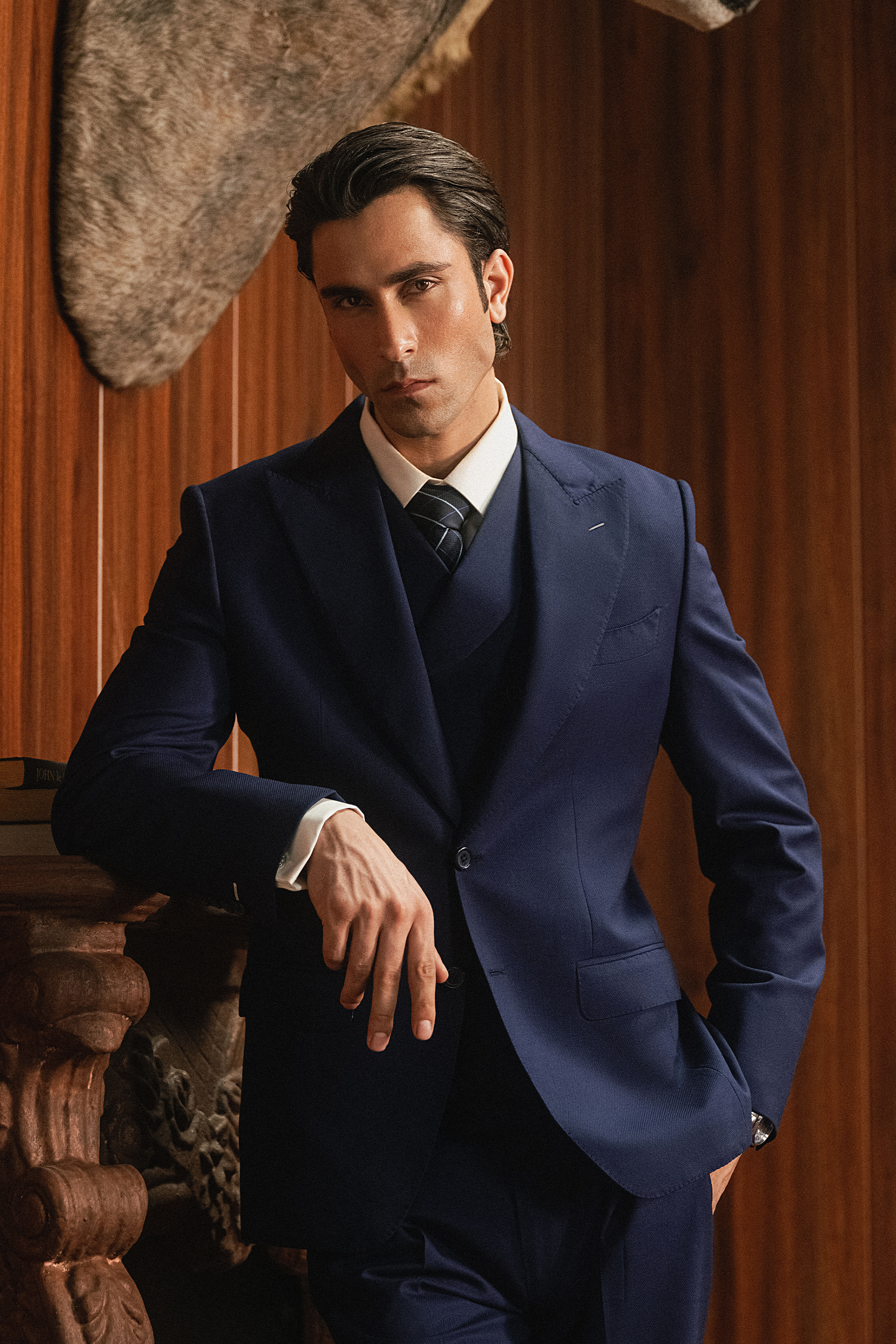 Classic Phthalo Blue Double-Breasted Three-Piece Suit