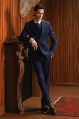 Classic Phthalo Blue Double-Breasted Three-Piece Suit
