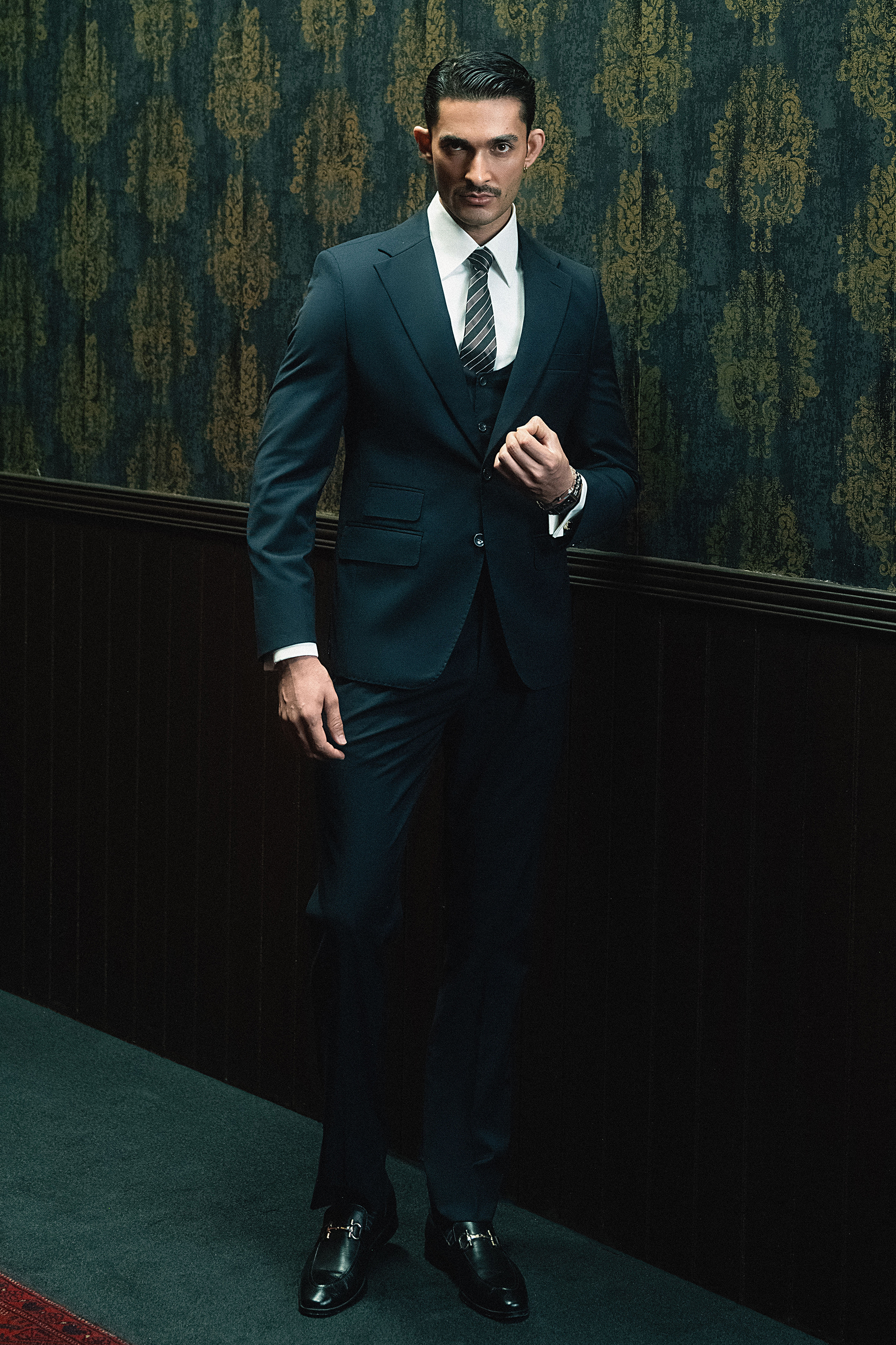 Classic Indigo Blue Two-Button Three-Piece Suit