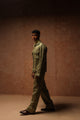 Multicolor jacquard Safari cut jacket with boot cut trouser