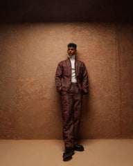 Royal maroon Starlight Club Patch Pocket Jacket shoulder pad long sleeve with wide cut trouser
