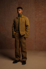 Goldenroo jacquard front cargo pocket style jacket with loose boot cut cargo trouser