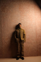 Goldenroo jacquard front cargo pocket style jacket with loose boot cut cargo trouser