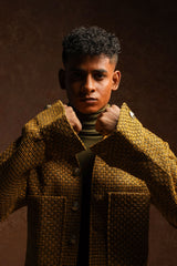 Goldenroo jacquard front cargo pocket style jacket with loose boot cut cargo trouser