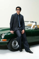 Dark Navy Blue “Old Money” Aesthetic Oversized Blazer Set (Blazer + Shirt + High-Waist Bell-Bottom Trousers)