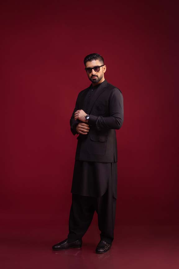 Black Slub Waistcoat