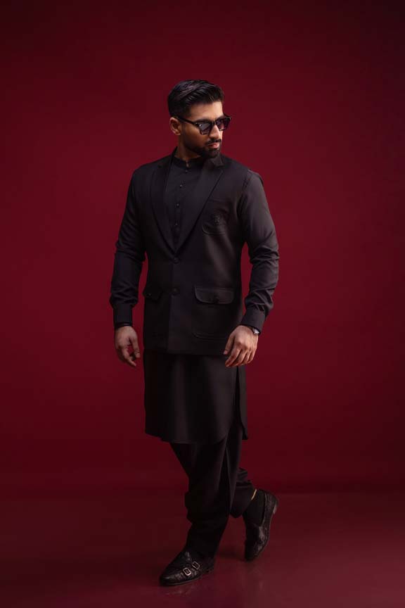 Black Slub Waistcoat