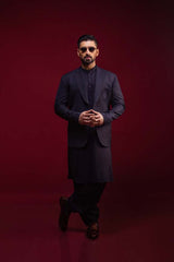 Navy Blue Slub Blazer