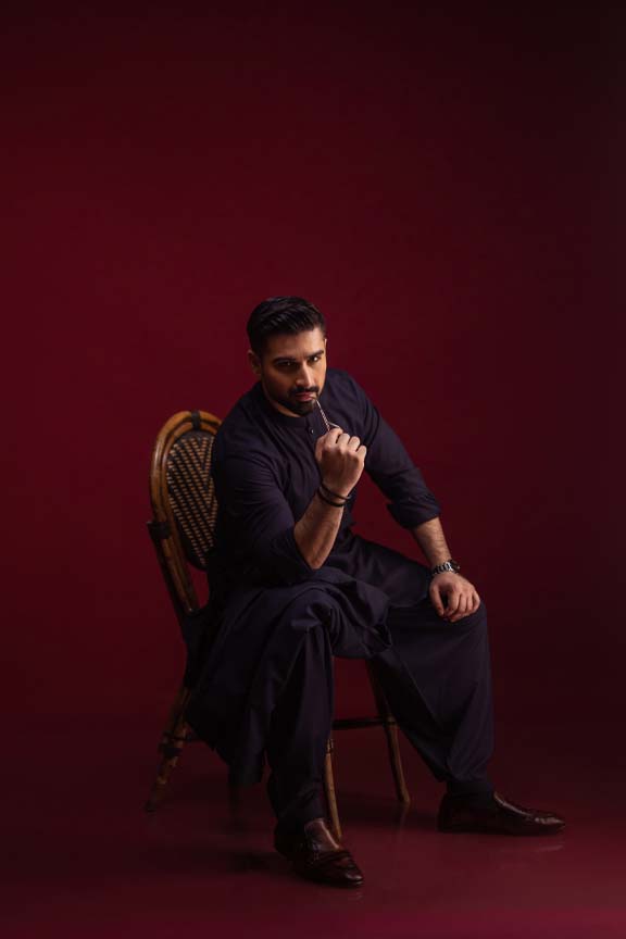 Navy Blue Slub Blazer