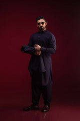Navy Blue Slub Blazer