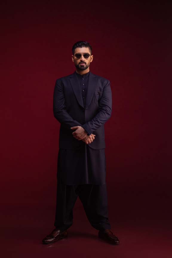 Navy Blue Slub Blazer