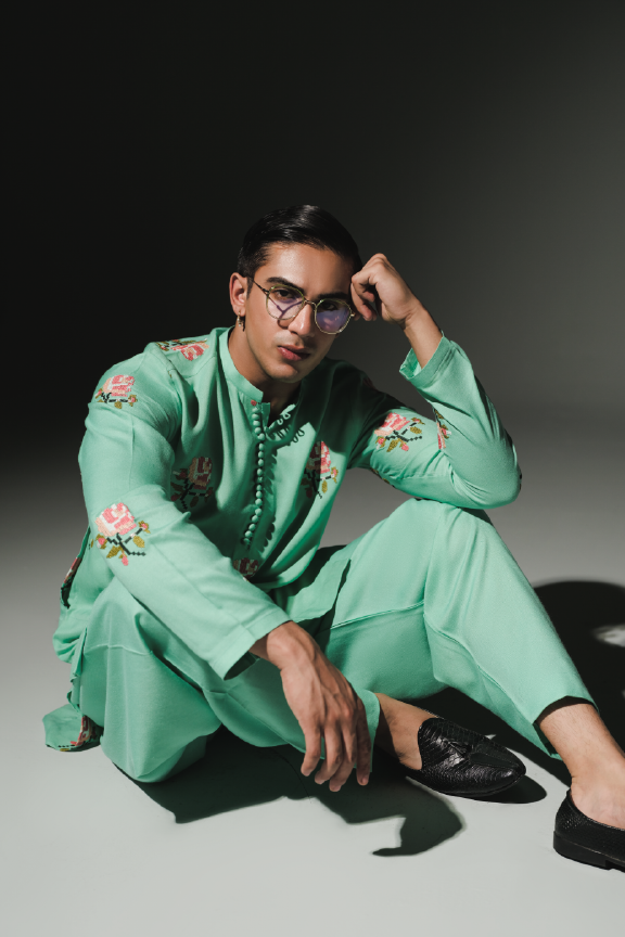 TSL - Persian Green Embroidered Kurta Pajama