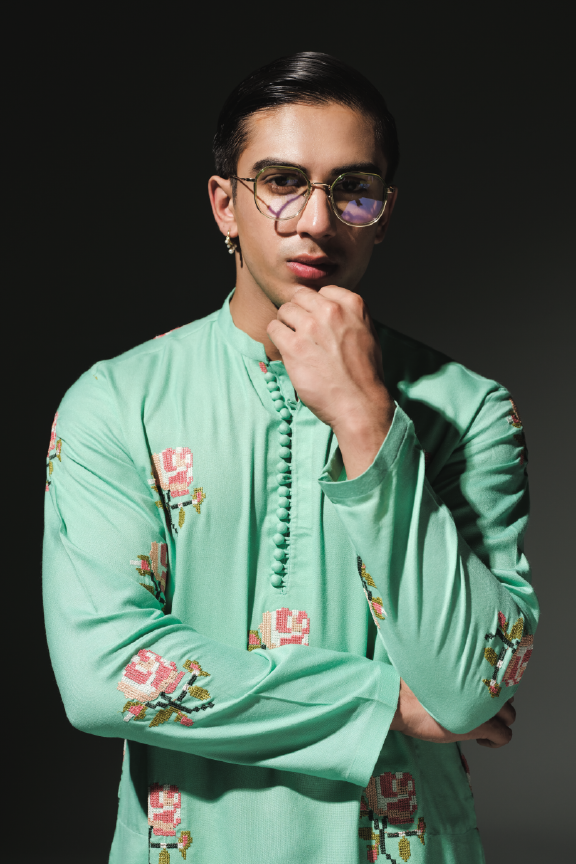 TSL - Persian Green Embroidered Kurta Pajama