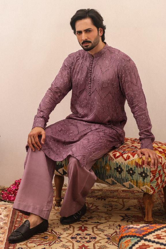SB-04 Opera Mauve embroidered kurta and pajama