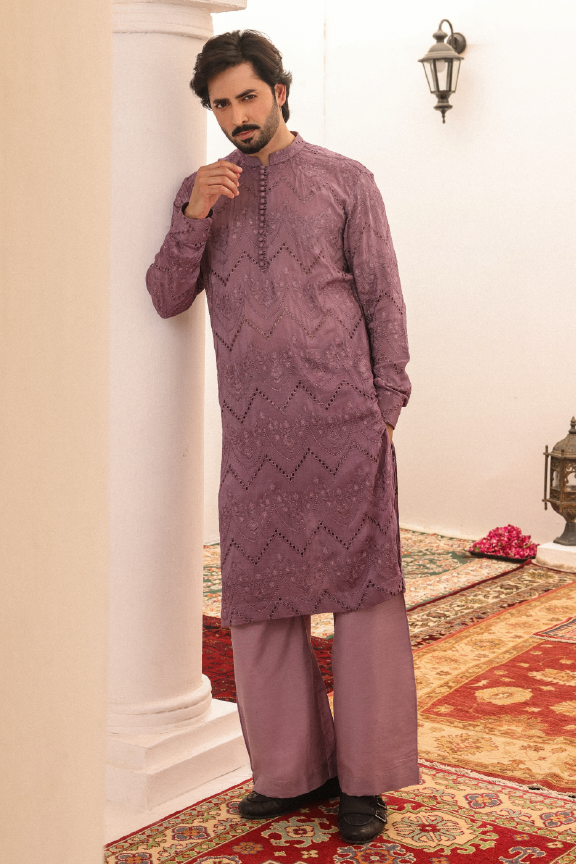 SB-04 Opera Mauve embroidered kurta and pajama