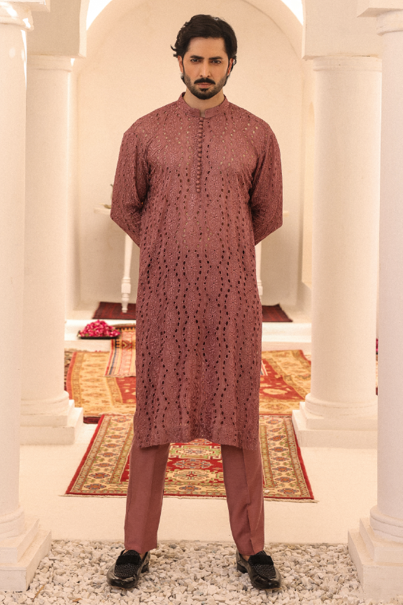 SB-09 Puce color embroidered kurta and pajama