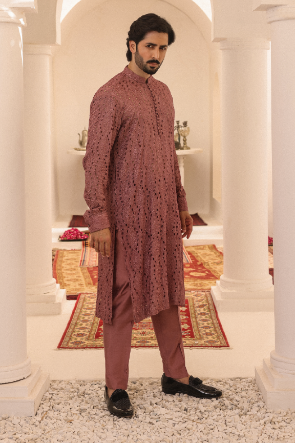 SB-09 Puce color embroidered kurta and pajama