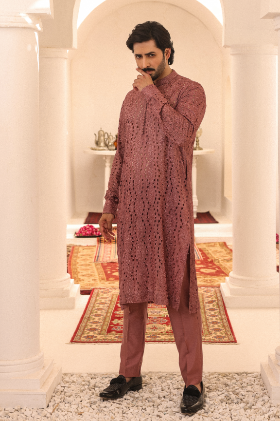 SB-09 Puce color embroidered kurta and pajama
