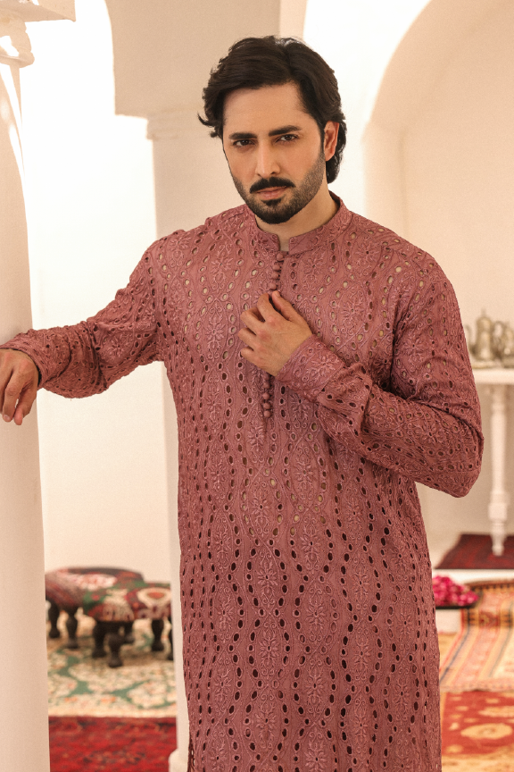 SB-09 Puce color embroidered kurta and pajama