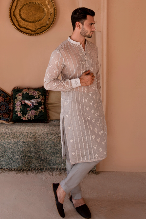 RHN - Slate Grey Embroidered Kurta Pajama