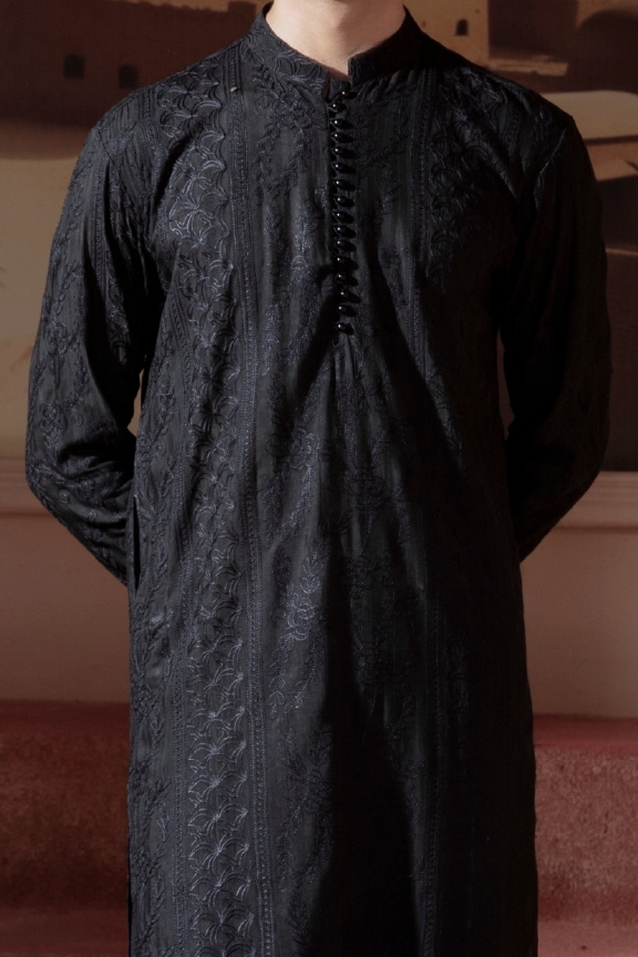 RHN - Black Embroidered Kurta Pajama
