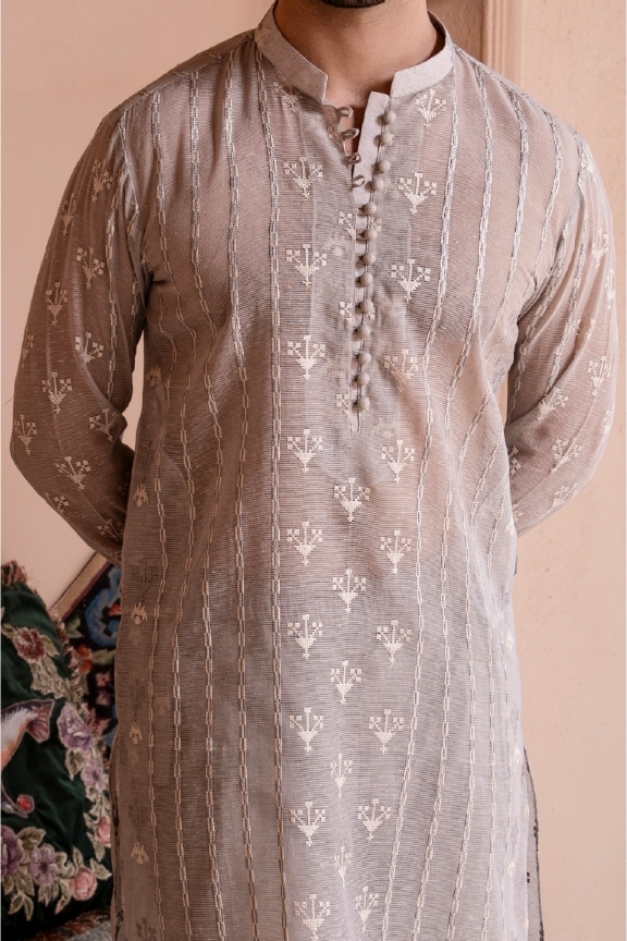 RHN - Slate Grey Embroidered Kurta Pajama