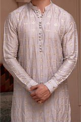 RHN - Amethyst Smoke Khadi Embroidered Kurta Pajama