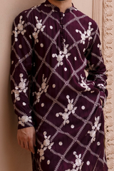 RHN - Dark Maroon Embroidered Kurta Pajama