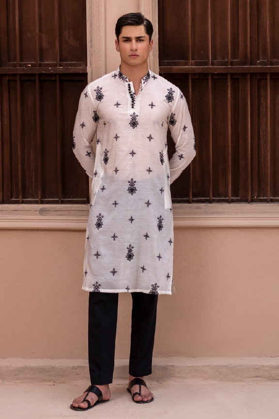 RHN - Salt White Embroidered Kurta Pajama