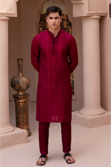 RHN - Brick Red Embroidered Kurta Pajama