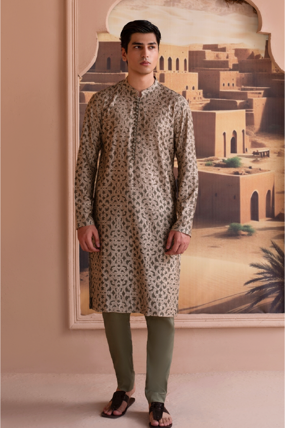 RHN - Slate Green Embroidered Kurta Pajama -02