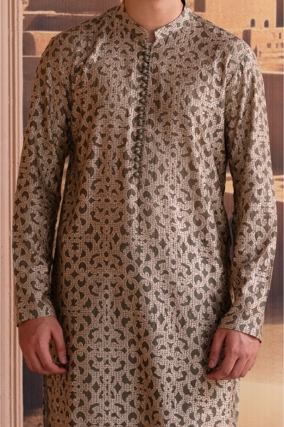 RHN - Slate Green Embroidered Kurta Pajama -02