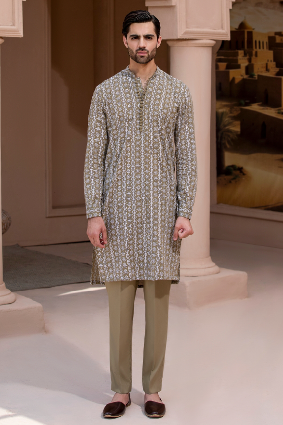 RHN - Slate Green Embroidered Kurta Pajama