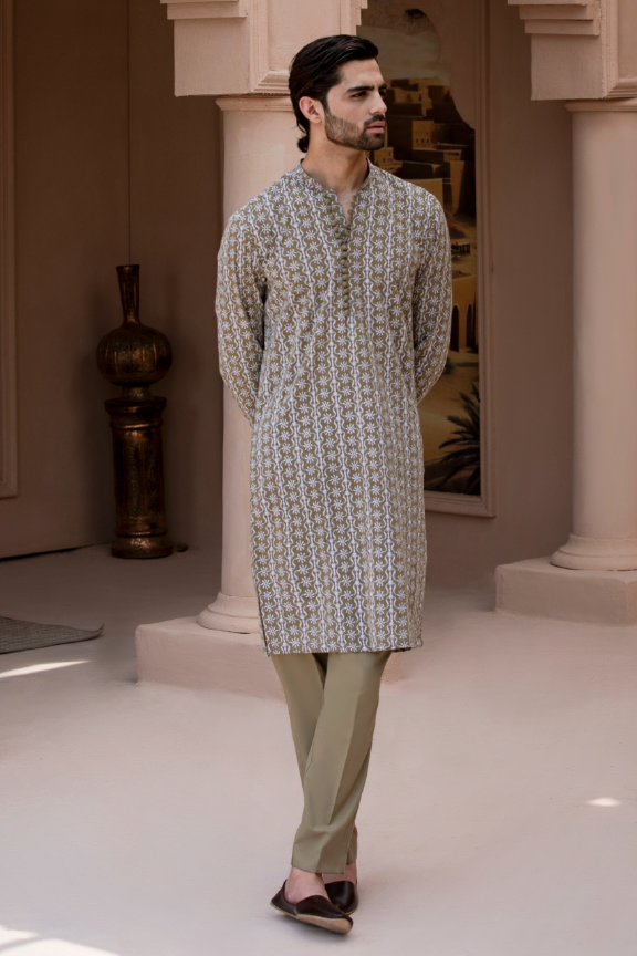 RHN - Slate Green Embroidered Kurta Pajama